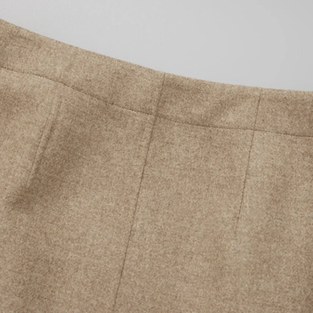 CHICJOC High-End 100% Wool Midi Wrap Skirt w/ Silk Waistband – Size 38